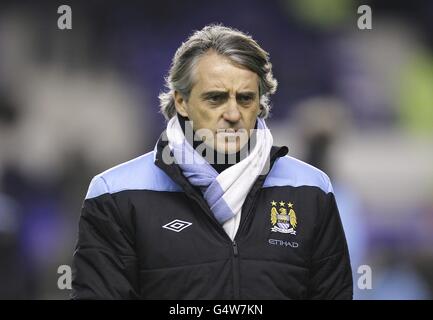 Football - Barclays Premier League - Everton / Manchester City - Goodison Park.Roberto Mancini, directeur de Manchester City Banque D'Images