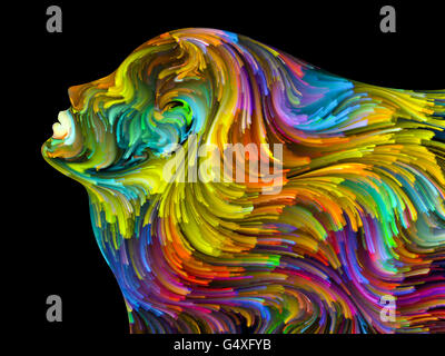 Couleurs de série de passion. Composition de l'homme exécuté au profil couleur peinture surréaliste adapté le style de toile de th Banque D'Images