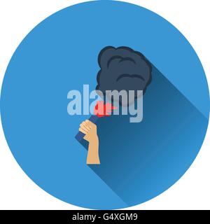 Les fans de football, hand holding burnt flayer avec icône de fumée. Télévision couleur design. Vector illustration. Illustration de Vecteur