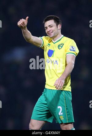 Football - Barclays Premier League - Norwich City / Bolton Wanderers - Carrow Road.Russell Martin de Norwich City célèbre après le coup de sifflet final. Banque D'Images