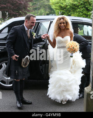 Tianna Chanel Flynn arrive à la Mar Hall resort de Renfrewshire avant son mariage à l'acteur Martin Compston. Banque D'Images