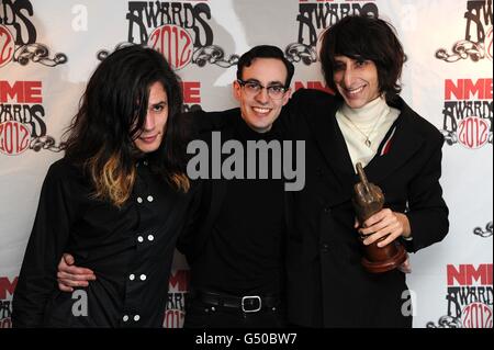 Les horreurs dans la salle de presse des prix NME 2012 à l'O2 Academy de Brixton, Londres. Banque D'Images