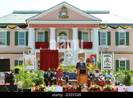 Le prince Harry visite au Bahamas - Jour 1 Banque D'Images