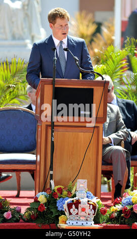 Le prince Harry visite au Bahamas - Jour 1 Banque D'Images