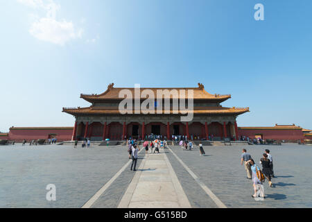 La Chine, Pékin, vue de la salle d'Harmoniousness de la Cité Interdite Banque D'Images