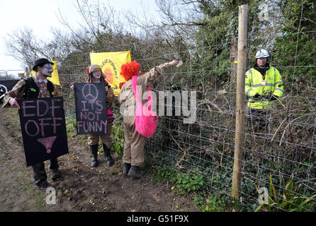 Protestation nucléaire Hinkley Point Banque D'Images