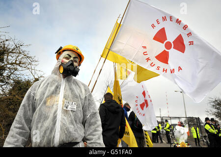 Protestation nucléaire Hinkley Point Banque D'Images