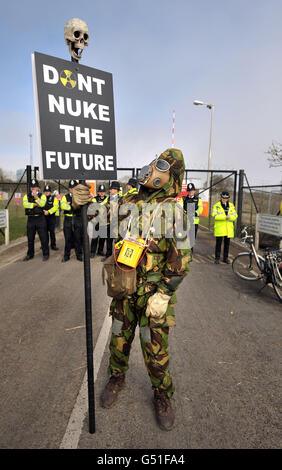 Protestation nucléaire Hinkley Point Banque D'Images