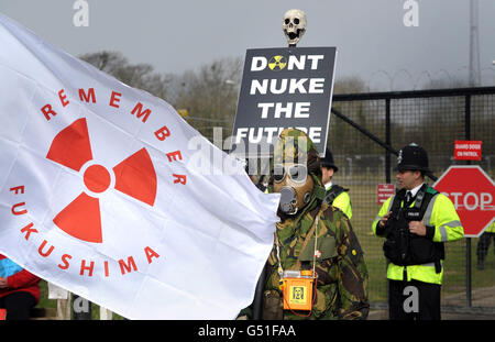 Protestation nucléaire Hinkley Point Banque D'Images