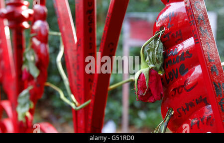 Les portes de Strawberry Fields, à Woolton, Liverpool. Banque D'Images