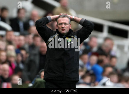 Football - Barclays Premier League - Newcastle United / Norwich City - Sports Direct Arena.Paul Lambert, directeur de Norwich City, montre sa déjection pendant le match Banque D'Images