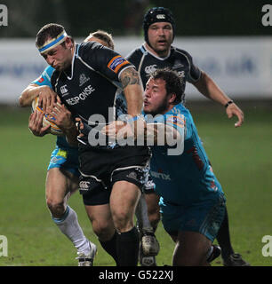 Ryan Grant du guerrier de Glasgow pendant le match RaboDirect PRO12 au stade Firhill, à Glasgow. Banque D'Images