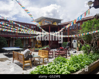 La Chine, le Yunnan Sheng, Diqing, Zangzuzizhizhou Backpacker Hostel dans Shangri-La Banque D'Images