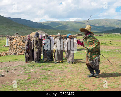 Le Lesotho, Mokhotlong, près de Sani Pass, les populations de montagne dans le sud de l'Afrique, les Basothos, habitants de la montagne dans le sud de l'Afrique Banque D'Images