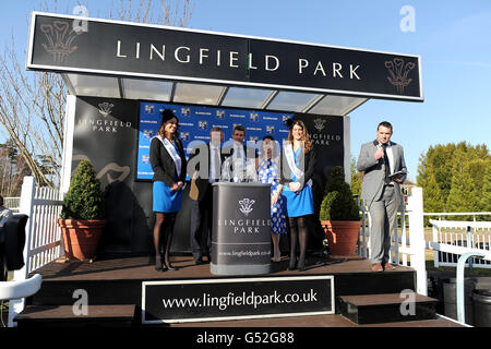 Courses hippiques - Winter Derby Day - Lingfield Park.Sir Alex Ferguson lors de la présentation pour avoir remporté le Blue Square Winter Derby lors de la Journée du Derby d'hiver à l'hippodrome de Lingfield. Banque D'Images