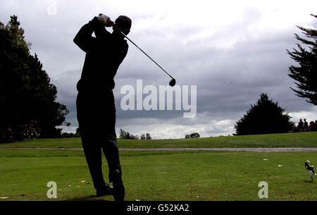 Le golfeur américain Tiger Woods est parti sur le 16e trou, pendant le JP McManus Invitational Pro Am se joue au Limerick Golf Club, en Irlande. Banque D'Images