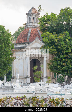 Cuba, La Havane, les bâtiments dans le cimetière, Cementerio Cristóbal Colón Banque D'Images