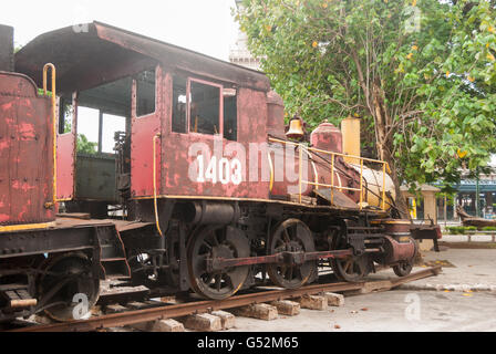 Cuba, La Havane, musée, cimetière de locomotives dans le Parque de los Agrimensores à côté de la gare centrale de La Havane Banque D'Images