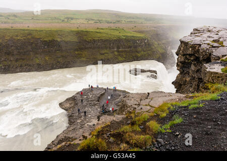 L'Islande, Suðurland, la cascade de Gullfoss est une de la rivière Hvítá (Ölfusá Haukadalur) dans le sud de l'Islande dans le Banque D'Images