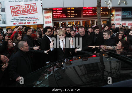 Jedward quitte la première irlandaise du Pie américain la Réunion au Savoy Cinema de Dublin. Banque D'Images