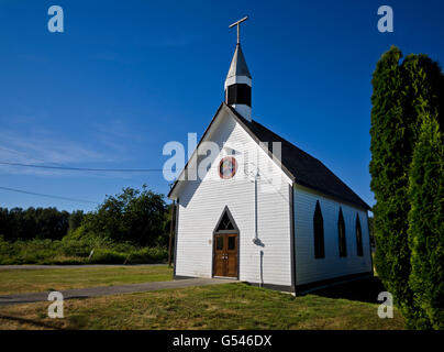 L'Église historique de Saint Rédempteur, situé sur l'île McMillan, partie de Langley, BC, Canada. Banque D'Images