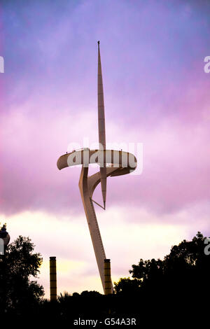 Telefonica Tower conçue par Santiago Calatrava. Barcelone, Catalogne, Espagne. Banque D'Images