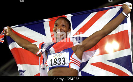 L'or aux Jeux olympiques de Denise Lewis Banque D'Images