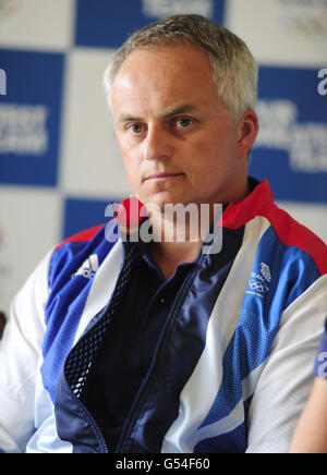 Simon Terry, de Grande-Bretagne, lors de la conférence de presse au terrain de cricket Lords, à Londres. Banque D'Images
