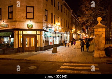 Rue Sainte-Anne pour piétons, vieille ville de Québec, Québec, Canada, nuit Banque D'Images