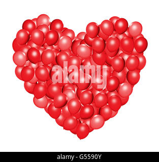 Ballons rouges en forme de coeur - 3d illustration Banque D'Images