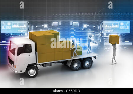Les camions de livraison de marchandises en transport Banque D'Images