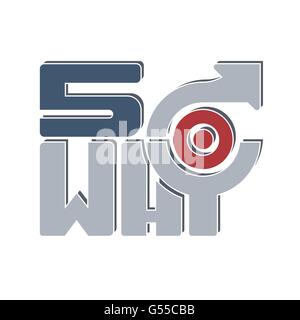 Cinq raisons pour lesquelles la qualité de l'approche six sigma la méthodologie de l'analyse des causes d'illustration vectorielle outil Illustration de Vecteur