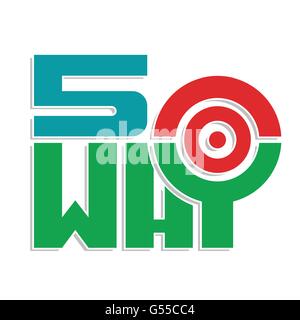 Pourquoi cinq d'amélioration de la qualité entreprise concept vector illustration Illustration de Vecteur