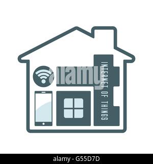 Iot ou internet des objets lettres stylisées en symbole de la technologie moderne chambre design icône vecteur Illustration de Vecteur
