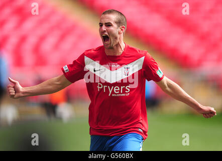 Matty Blair, de York City, célèbre le premier but Banque D'Images