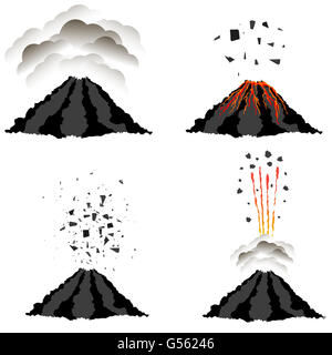 Éruption du volcan . Sommet de montagne. Fiery Crater Banque D'Images
