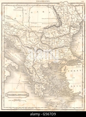 La Turquie EN EUROPE : Balkans Grèce La Valachie Romilia Serbie la Bessarabie, 1830 map Banque D'Images