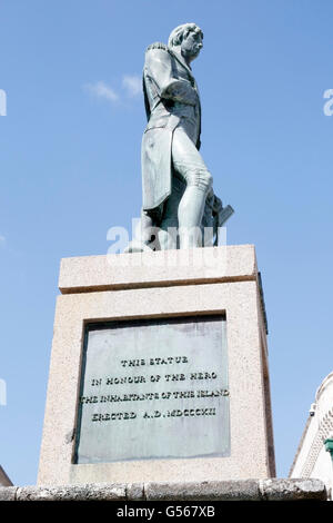 Statue de l'amiral Lord Horatio Nelson, à Bridgetown, Barbados, Caribbean Banque D'Images