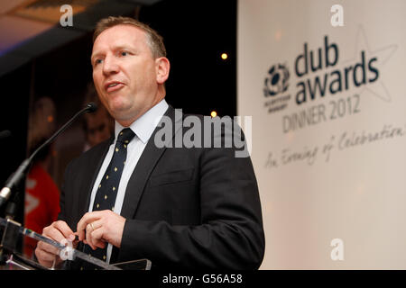 Andy Nicol se compare au dîner des Scottish Rugby Union Club Awards à Murrayfield, Édimbourg. Banque D'Images