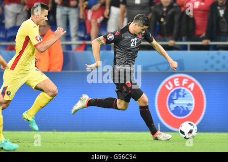 Lyon, France. 19 Juin, 2016. Championnats d'Europe de football, groupe étape. La Roumanie et l'Albanie. Odise Roshi (ALB) © Plus Sport Action/Alamy Live News Banque D'Images