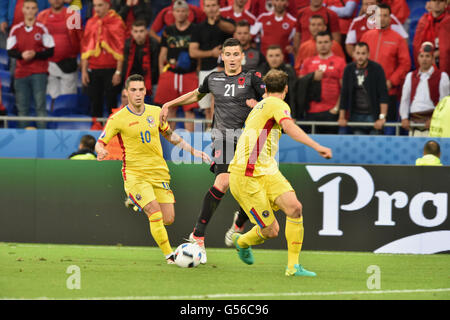 Lyon, France. 19 Juin, 2016. Championnats d'Europe de football, groupe étape. La Roumanie et l'Albanie. Odise Roshi (ALB) © Plus Sport Action/Alamy Live News Banque D'Images