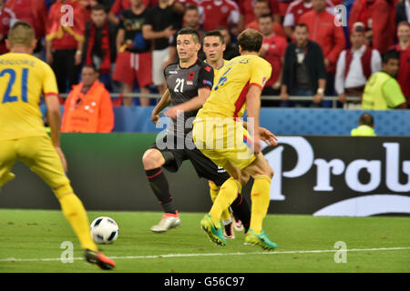 Lyon, France. 19 Juin, 2016. Championnats d'Europe de football, groupe étape. La Roumanie et l'Albanie. Odise Roshi (ALB) © Plus Sport Action/Alamy Live News Banque D'Images