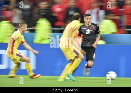 Lyon, France. 19 Juin, 2016. Championnats d'Europe de football, groupe étape. La Roumanie et l'Albanie. Ergys Kace (ALB) © Plus Sport Action/Alamy Live News Banque D'Images