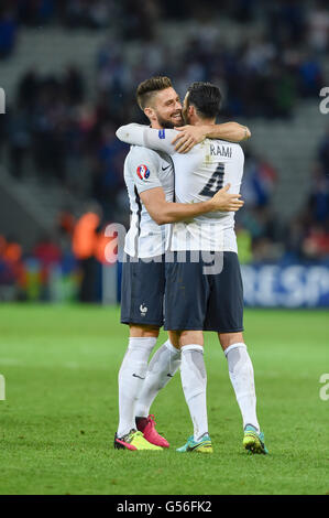 Andre-Pierre Gignac (France)Adil Rami (France) ; 19 juin 2016 - Football : UEFA Euro France 2016, Groupe A, la Suisse 0-0 France à Stade Pierre Mauroy, Lille Métropole, France. © aicfoto/AFLO/Alamy Live News Banque D'Images