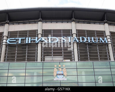 Le stade Etihad Colin Bell entrée Stand Banque D'Images