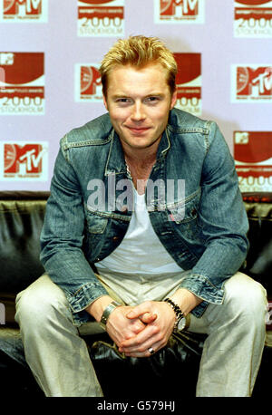 Le chanteur irlandais Ronan Keating au Globe Arena, Stockholm Suède, avant les MTV Europe Music Awards. Keating est l'un des artistes qui se produisent à la cérémonie. Banque D'Images