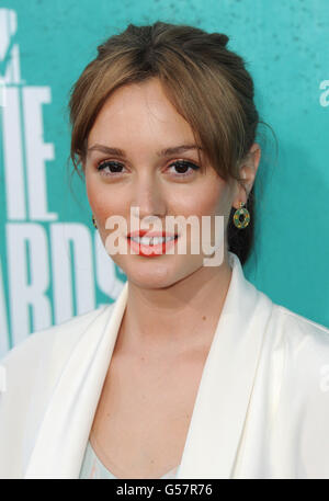 Leighton Meester arrive aux MTV film Awards 2012, Universal City, Los Angeles. Banque D'Images