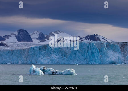 Dans Samarinvågen Samarinbreen le vêlage des glaciers, la baie du fjord Hornsund dans Sørkapp Terrain à Monte Carlo, Banque D'Images