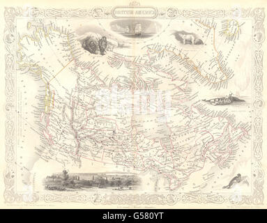 CANADA:British America:Tallis.montre des forts de la Baie d'Hudson/stations 1853 map Banque D'Images