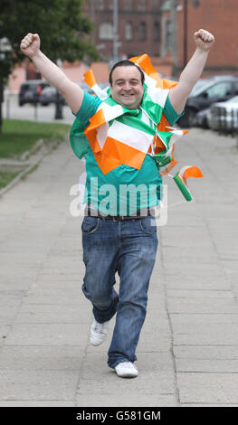 Football - UEFA Euro 2012 - Groupe C - République d'Irlande / Espagne - PGE Arena.Marty McCauley, fan de football de la République d'Irlande, de Derry à Gdansk, Pologne, avant le match de l'UEFA Euro 2012, groupe C contre l'Espagne. Banque D'Images